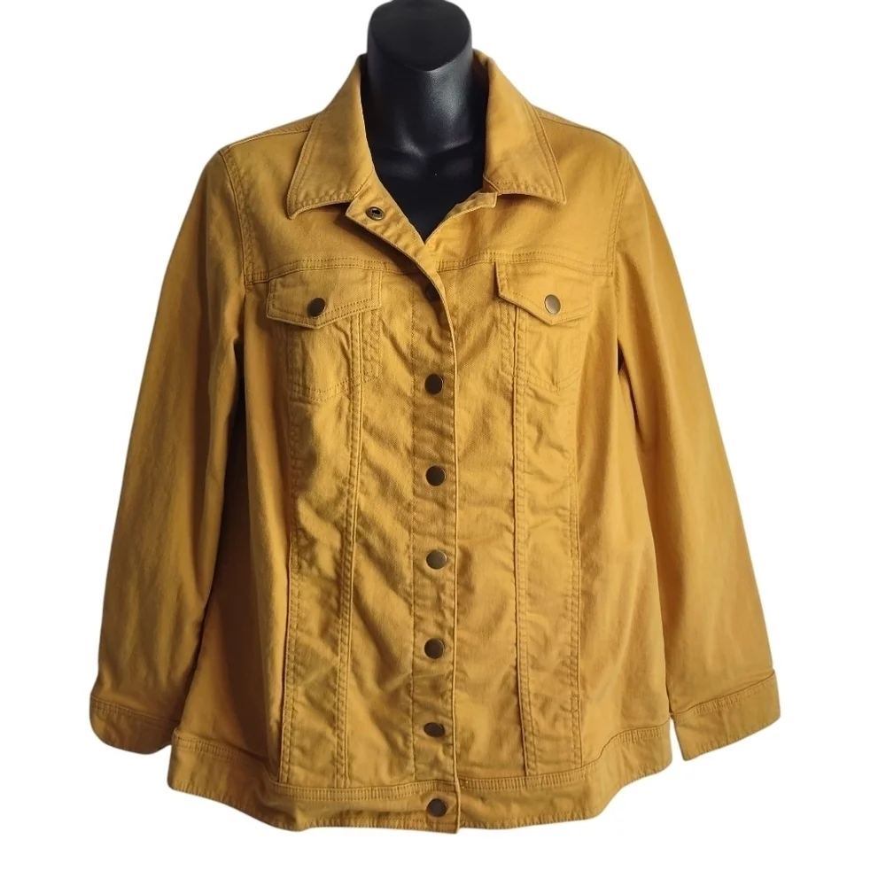 Apple Seeds Women's Gold Button Jean Denim Casual Jacket Petite Size PM